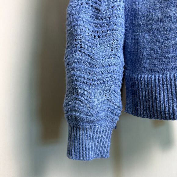 Christian Siriano Sweater Women's L Blue Pointelle Knit Pullover Split Hem 2/$25 - Picture 6 of 11